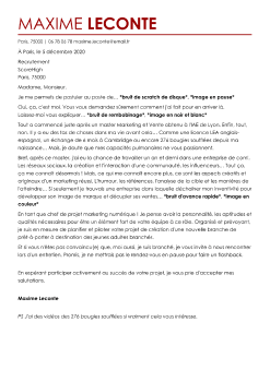 Exemple de lettre de motivation originale