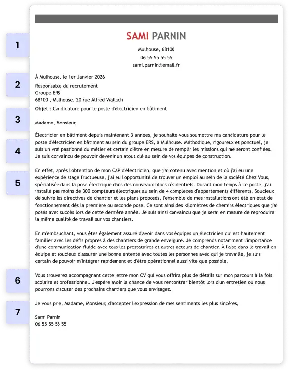 Exemple de lettre de motivation par étape