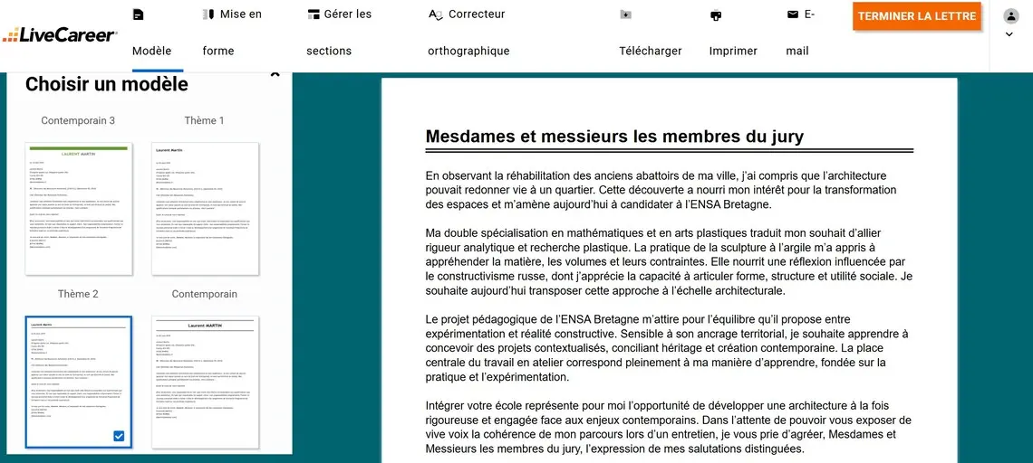 Exemple de lettre de motivation pour une école d’architecture