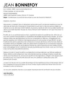 Lettre de motivation en ligne simple