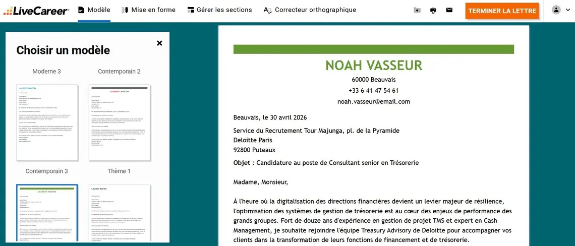 Exemple de lettre de motivation pour la finance