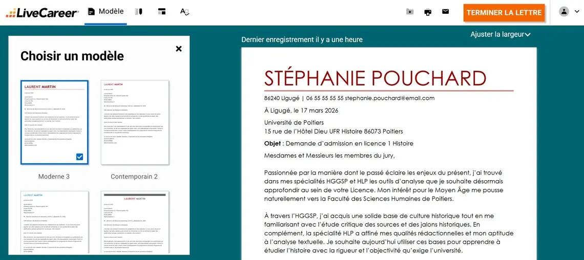 Lettre de motivation pour la licence d’histoire