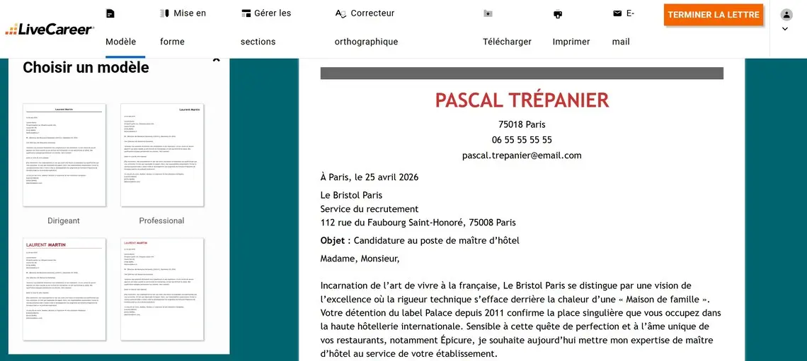 Exemple de lettre de motivation pour travailler dans le luxe