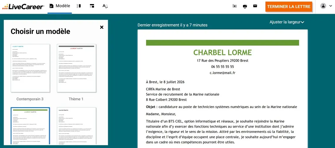 lettre de motivation