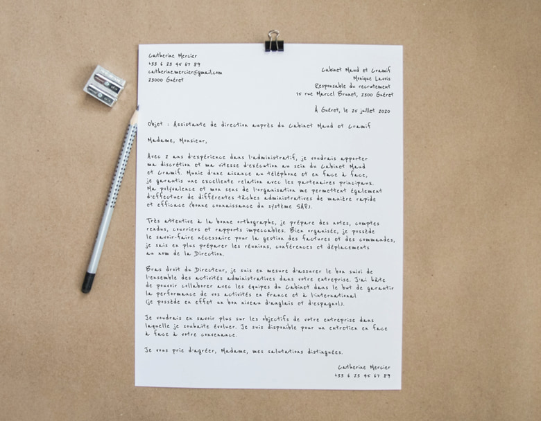 lettre de motivation manuscrite