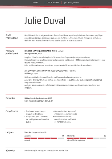 Modèle de CV original élégant