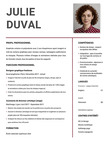 Modèle de CV original moderne