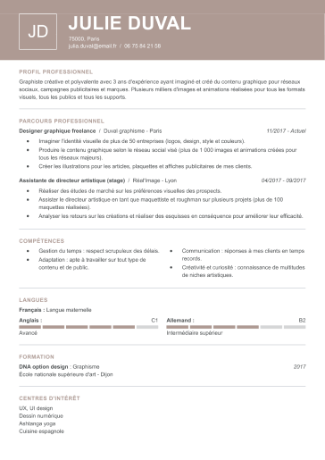 Modèle de CV nouveau beige