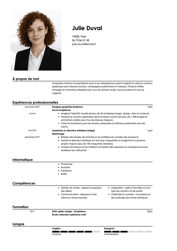 Modèle de CV professionnel minimaliste