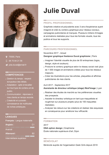 Modèle de CV professionnel structuré