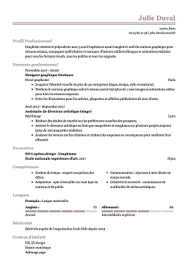 Modèle de CV simple classique