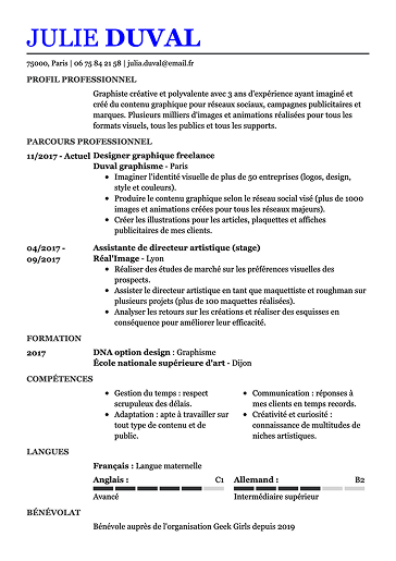 Modèle de CV simple contrasté
