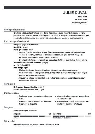Modèle de CV simple minimaliste