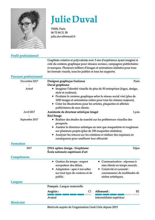 Modèle de CV simple illustré