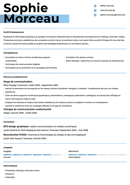 Modèle de CV graphiste