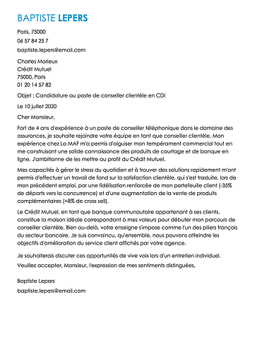 Modèle de lettre de motivation moderne