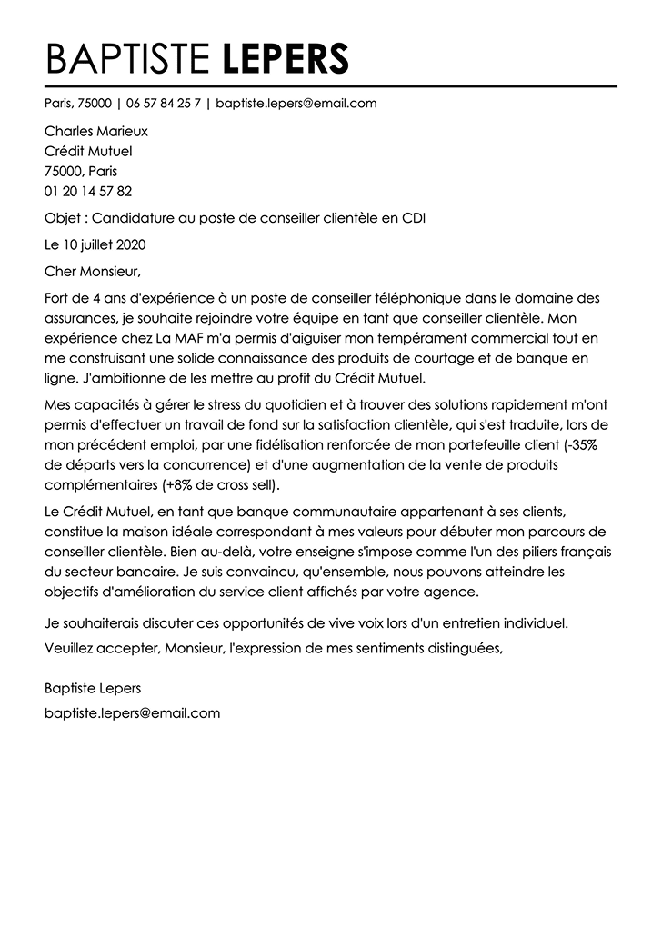 Modèle de lettre de motivation moderne