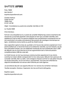 Modèle de lettre de motivation moderne au style sobre et élégant