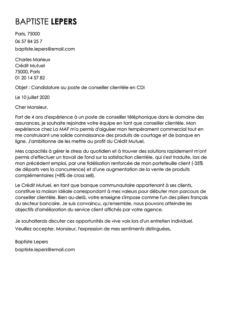 Modèle de lettre de motivation moderne