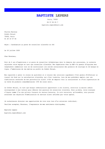 Modèle de lettre de motivation moderne