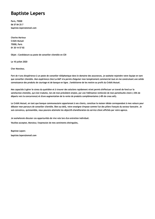 Modèle de lettre de motivation moderne au design épuré