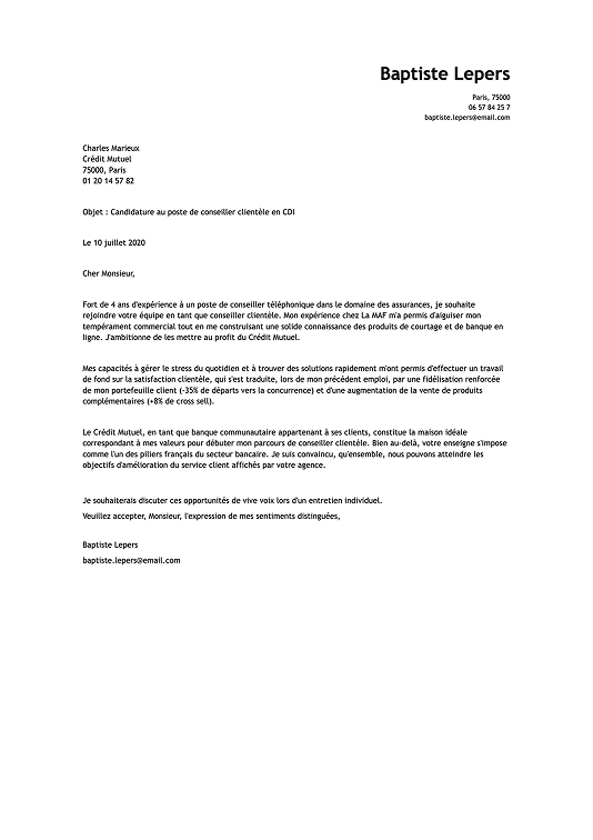 Modèle de lettre de motivation moderne minimaliste