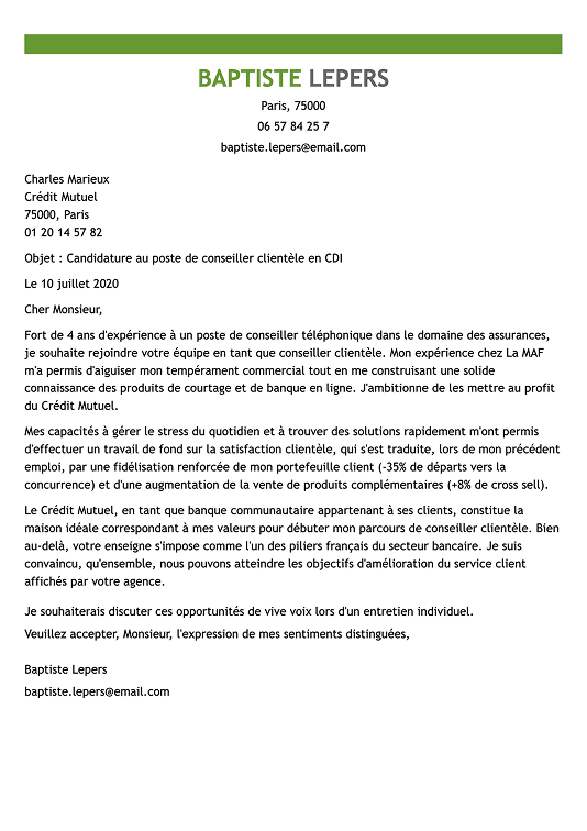 Modèle de lettre de motivation originale