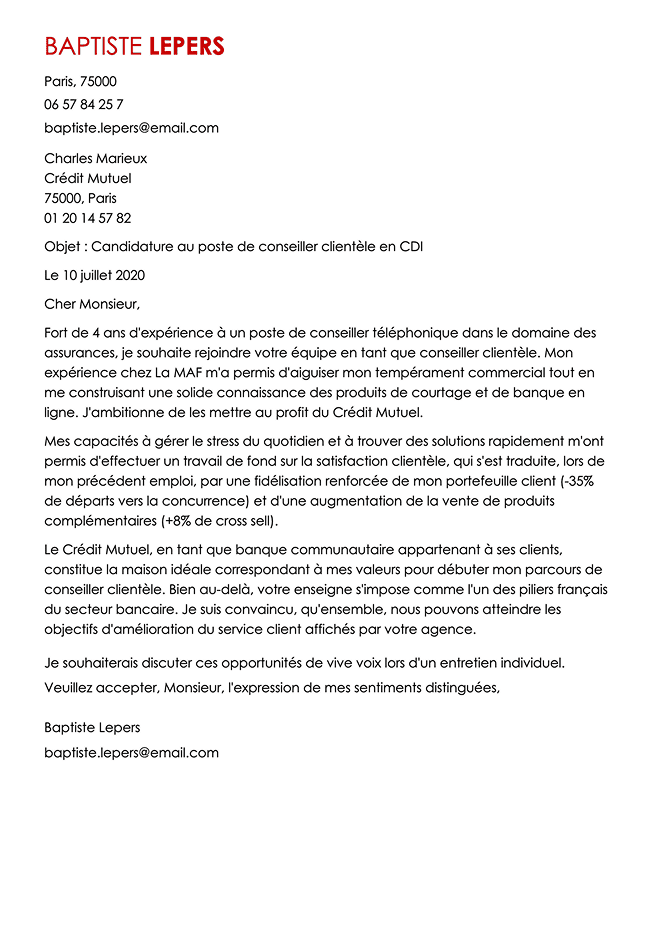 Modèle de lettre de motivation originale