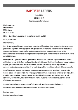 Modèle de lettre de motivation originale au style élégant