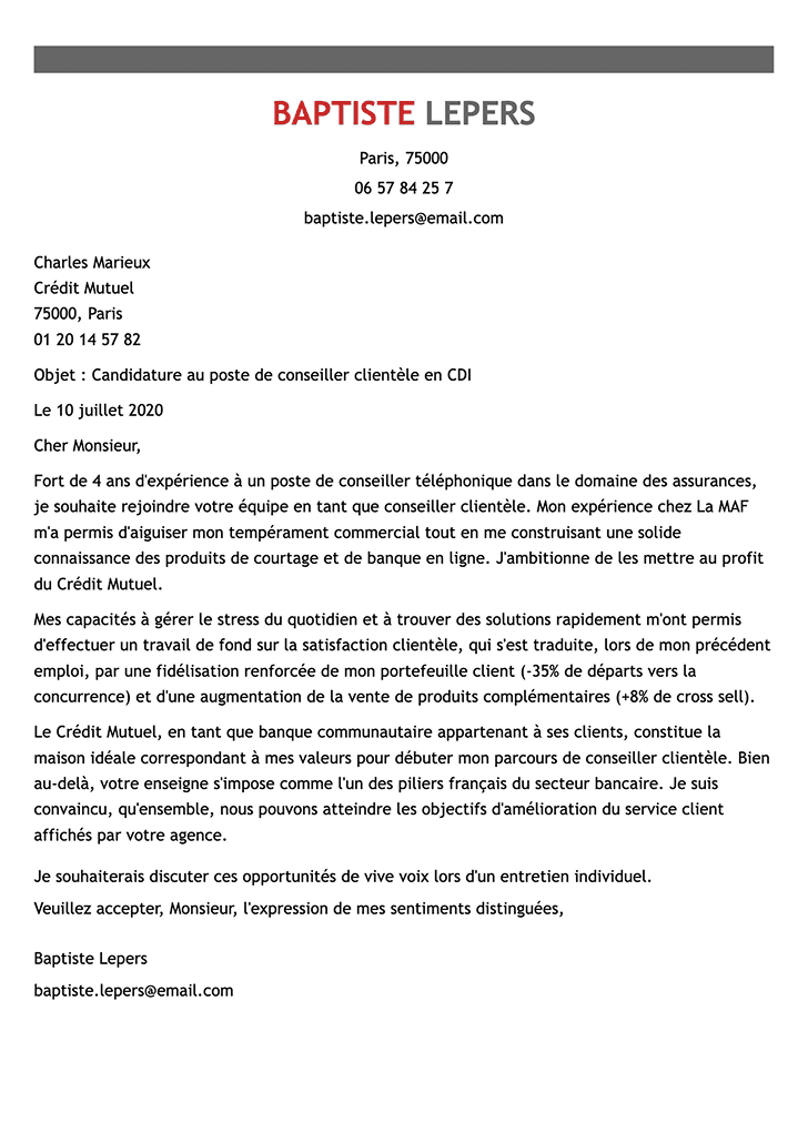 Modèle de lettre de motivation originale
