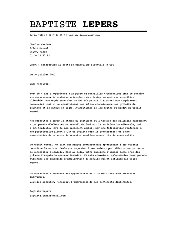 Modèle de lettre de motivation originale