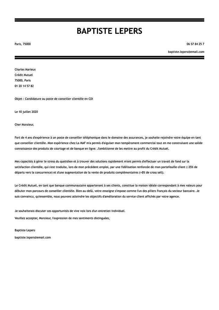 Modèle de lettre de motivation originale