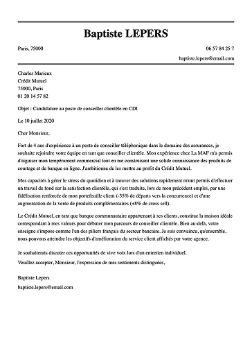 Modèle de lettre de motivation professionnelle