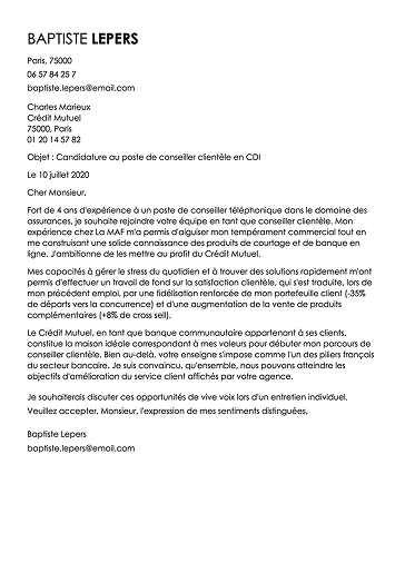 Modèle de lettre de motivation professionnelle