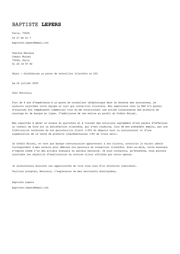 Modèle de lettre de motivation professionnelle