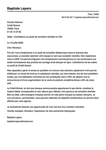 Modèle de lettre de motivation simple