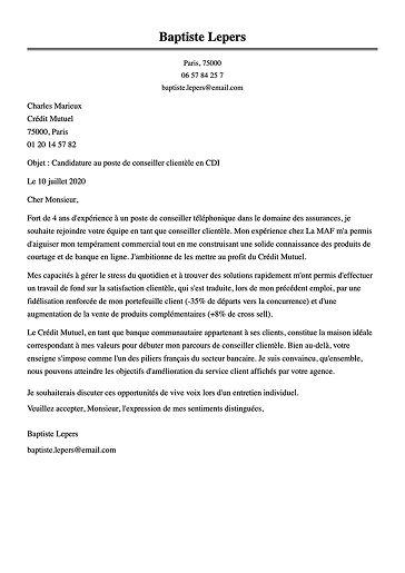 Modèle de lettre de motivation simple