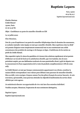Modèle de lettre de motivation simple en noir et blanc