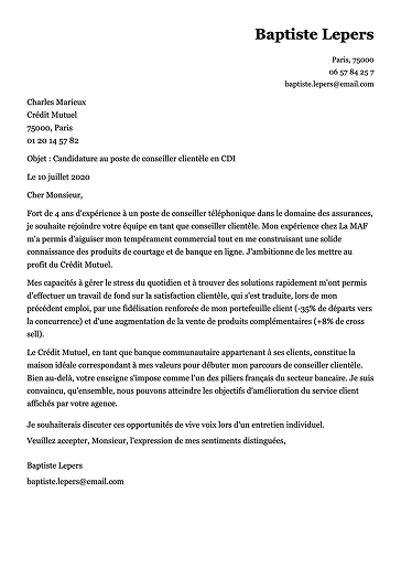 Modèle de lettre de motivation simple