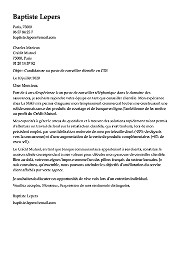 Modèle de lettre de motivation simple