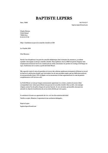 Modèle de lettre de motivation simple