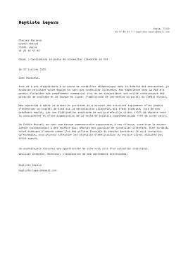 Modèle de lettre de motivation simple au style sobre