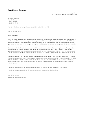 Modèle de lettre de motivation simple