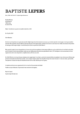 Modèle de lettre de motivation simple le nom du candidat mis en évidence