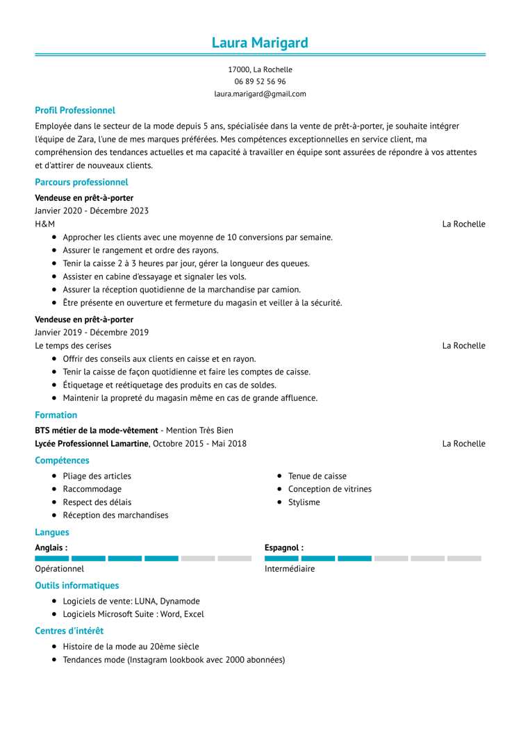 Template de CV classique limpide