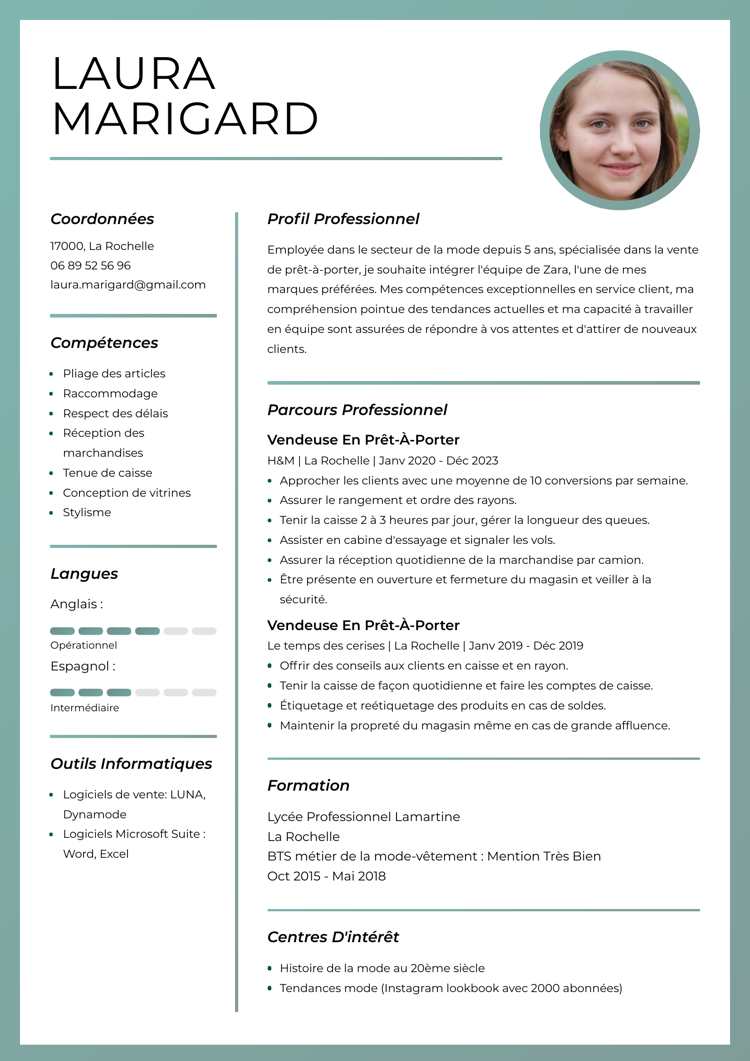 Exemple de CV classique design