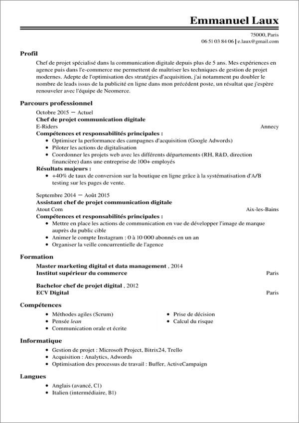 modeles cv professionnel