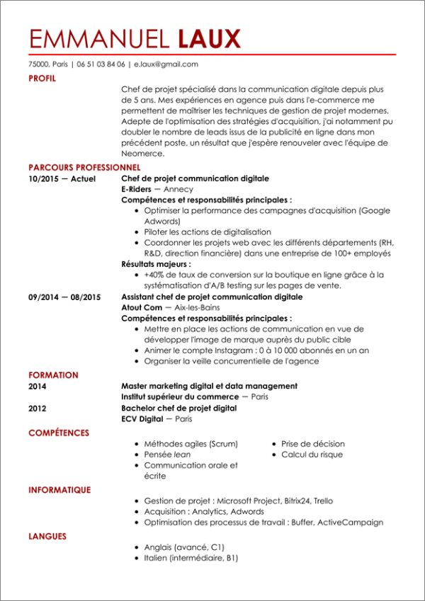 modeles cv professionnel