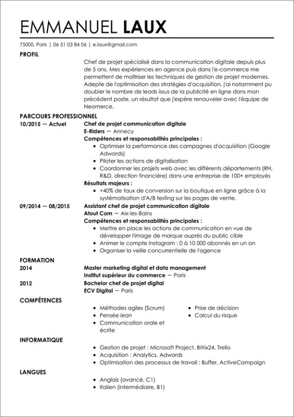 modeles cv professionnel