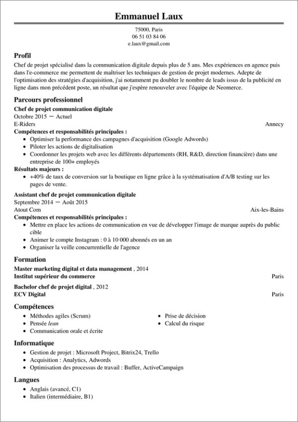 modeles cv professionnel